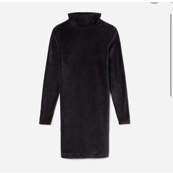 Everlane Black‎ The Velour Mock Neck Long Sleeve Mini Dress - Picture 1 of 7